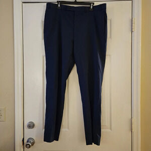 Claiborne Mens Flat Front Wool Blend Navy Blue Dress Pants. 38x22